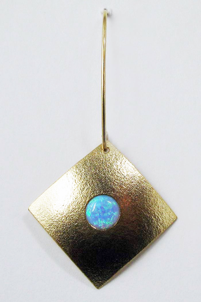Diamond Drop Earrings with Opal